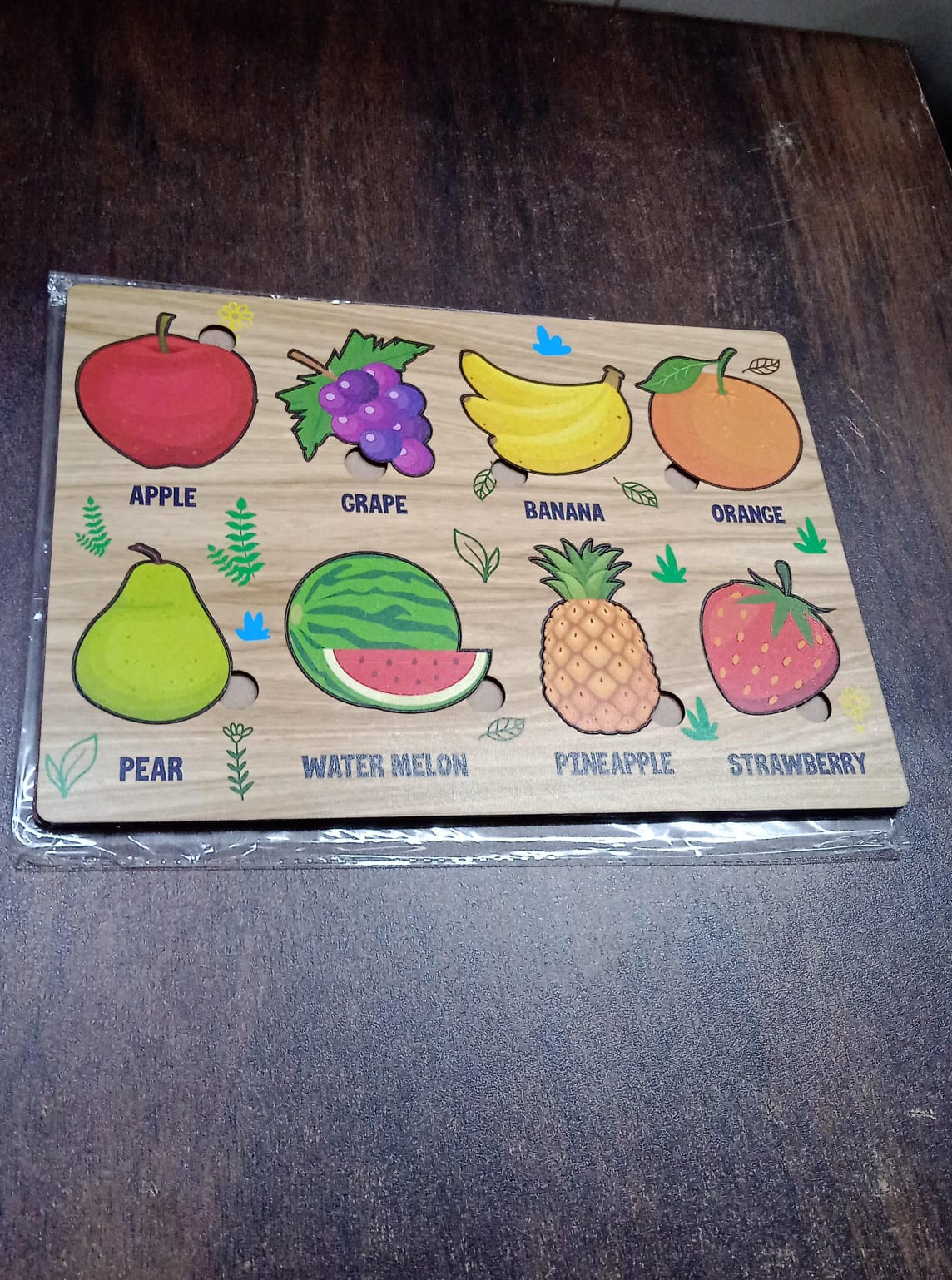 Wooden Fruits Puzzle Learning Educational Board (1 Set / 28×20 Cm) Wooden Fruits Puzzle Learning Educational Board (1 Set / 28×20 Cm)